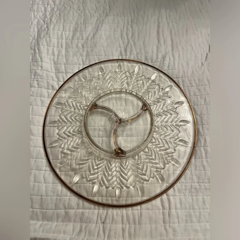 1950s gold trim jeanette serving platter